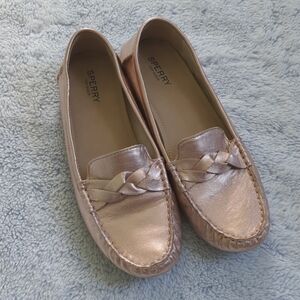 Sz 8 Sperry Top-Sider Bridge Loafer Rose Gold Metallic Driving Moccasins Mocs